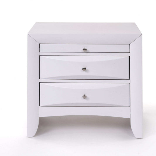 Elegant White 3 Drawer Nightstand - Homeroots - Flyclothing LLC