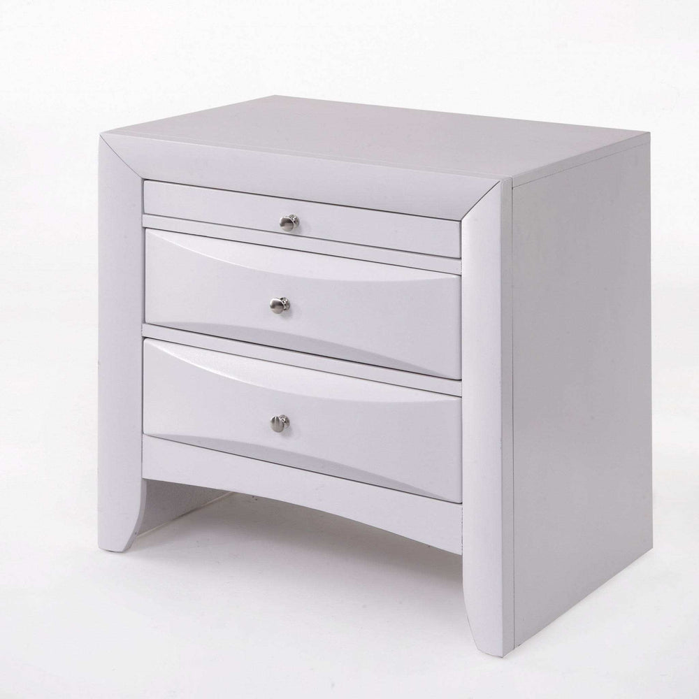 Elegant White 3 Drawer Nightstand - Homeroots - Flyclothing LLC