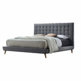 Tufted Light Gray Upholstered Linen Bed - Homeroots - Flyclothing LLC