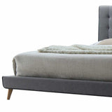 Tufted Light Gray Upholstered Linen Bed - Homeroots - Flyclothing LLC