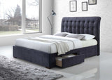King Tufted Dark Gray And Gray Upholstered Linen Bed With Nailhead Trim - Homeroots - Flyclothing LLC