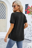 Ruched Scoop Neck Short Sleeve Blouse - Trendsi - Flyclothing LLC