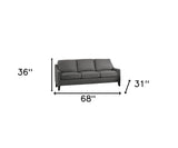 68" Gray Linen Sofa With Black Legs - Homeroots - Flyclothing LLC