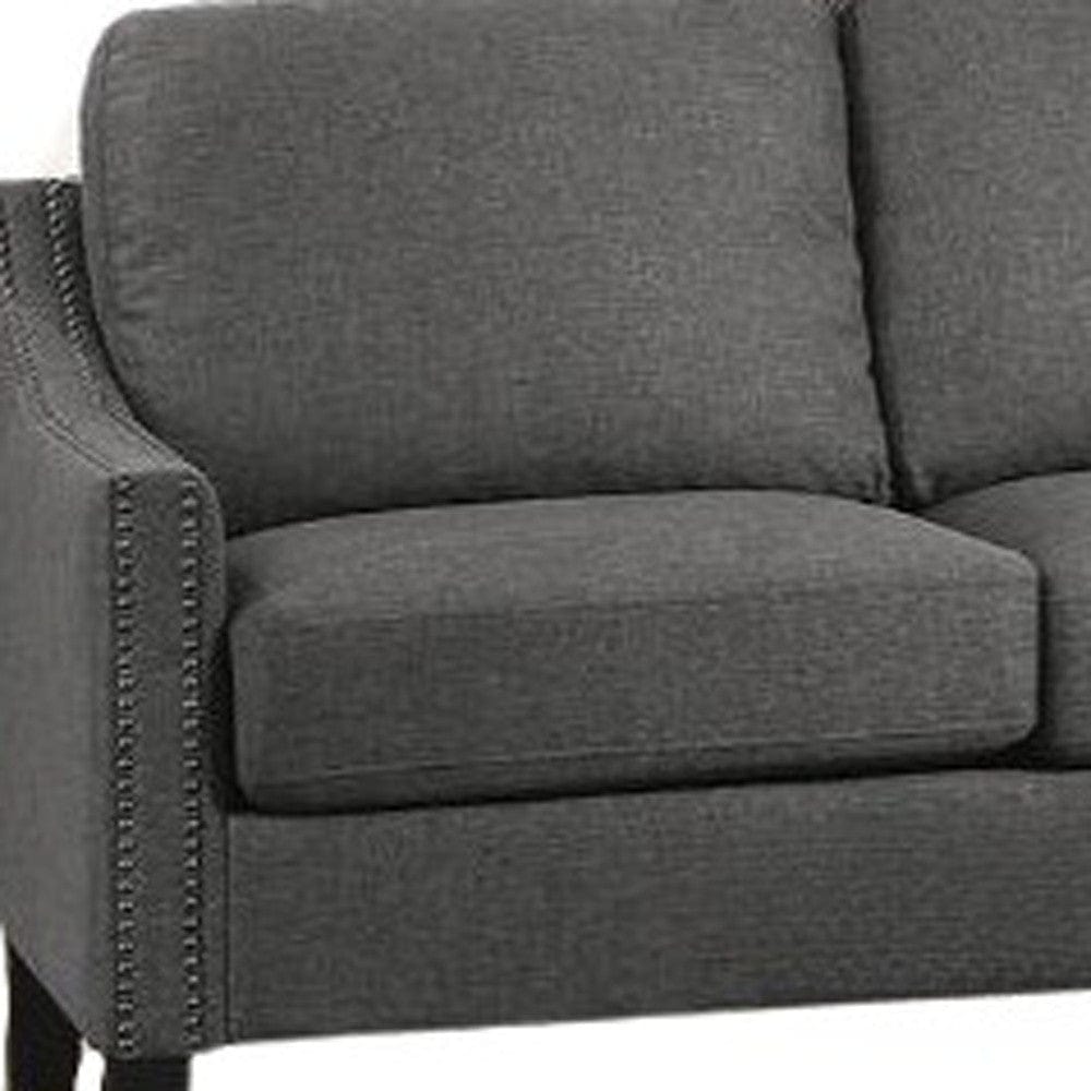 68" Gray Linen Sofa With Black Legs - Homeroots - Flyclothing LLC