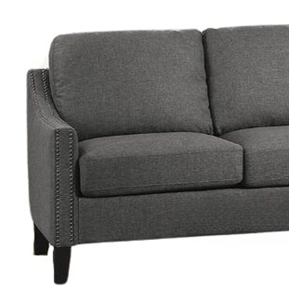 68" Gray Linen Sofa With Black Legs - Homeroots - Flyclothing LLC