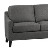 68" Gray Linen Sofa With Black Legs - Homeroots - Flyclothing LLC