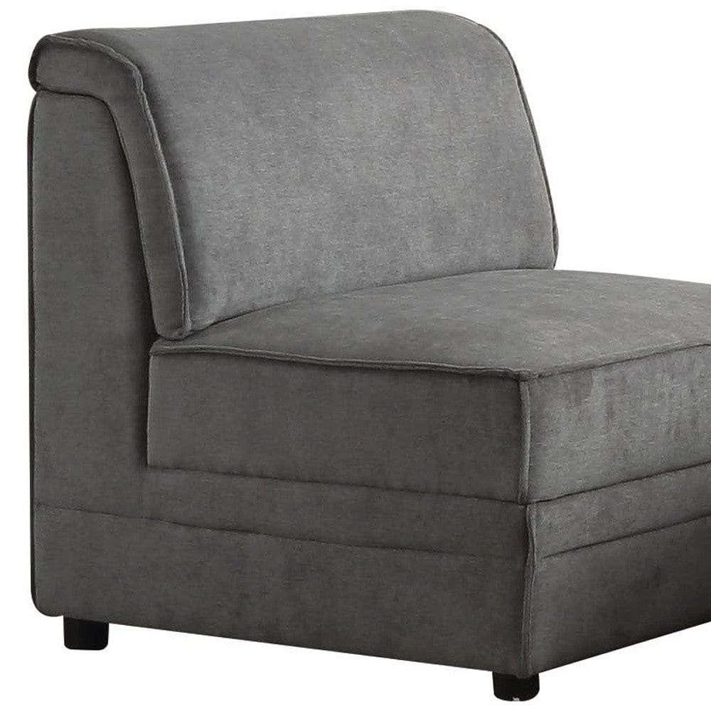 30" Gray And Black Velvet Slipper Chair - Homeroots