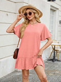 Round Neck Short Sleeve Mini Dress - Trendsi - Flyclothing LLC