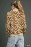 Umgee Leopard Print Quarter-Zip Sweatshirt - Trendsi - Flyclothing LLC