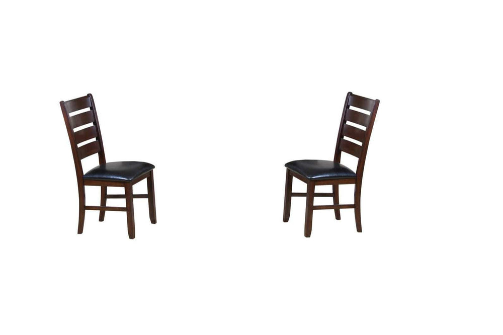 Set of Two Espresso And Brown Upholstered Faux Leather Ladder Back Dining Side Chairs - Homeroots - Flyclothing LLC