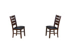 Set of Two Espresso And Brown Upholstered Faux Leather Ladder Back Dining Side Chairs - Homeroots - Flyclothing LLC