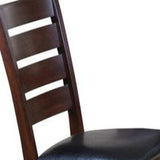 Set of Two Espresso And Brown Upholstered Faux Leather Ladder Back Dining Side Chairs - Homeroots - Flyclothing LLC