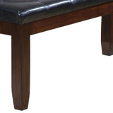 48" Black and Espresso Upholstered Faux Leather Bench - Homeroots - Flyclothing LLC