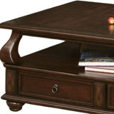50" Dark Brown Solid Wood Coffee Table With Two Drawers And Shelf - Homeroots - Flyclothing LLC