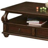 50" Dark Brown Solid Wood Coffee Table With Two Drawers And Shelf - Homeroots - Flyclothing LLC