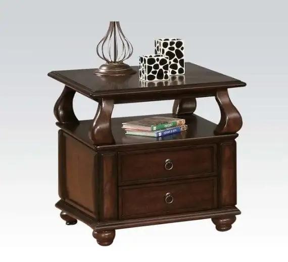 26" Brown Solid Wood Square End Table With Two Drawers And Shelf - Homeroots - Flyclothing LLC