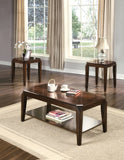 Set of 3 23" Solid Wood Brown Coffee Table With Shelf and End Tables - Homeroots - Flyclothing LLC
