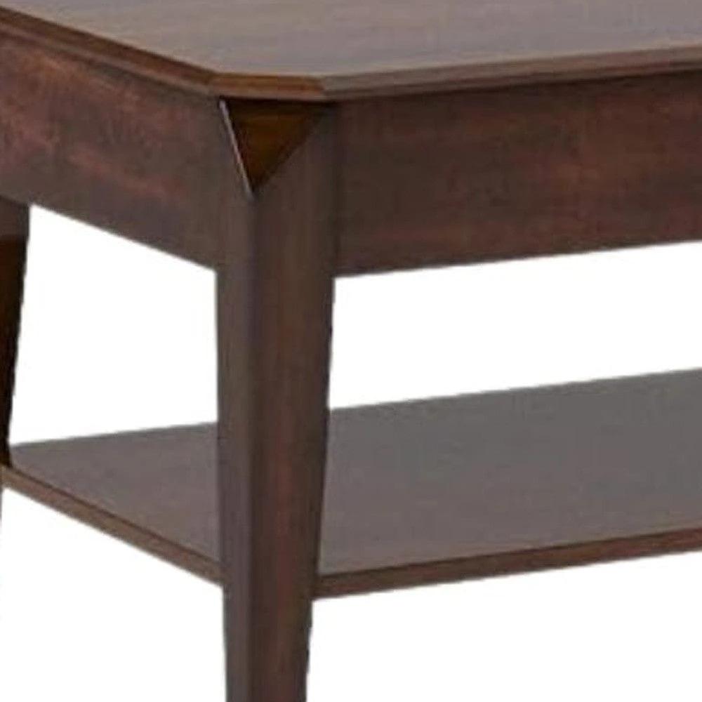 47" Dark Brown Lift Top Coffee Table With Shelf - Homeroots - Flyclothing LLC