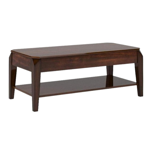 47" Dark Brown Lift Top Coffee Table With Shelf - Homeroots