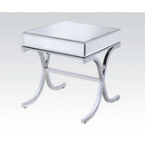 22" Silver And Clear Glass Square Mirrored End Table - Homeroots