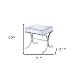 22" Silver And Clear Glass Square Mirrored End Table - Homeroots