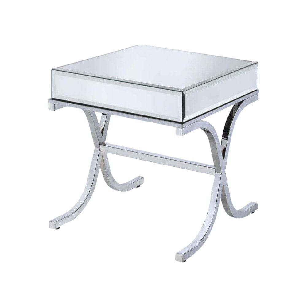 22" Silver And Clear Glass Square Mirrored End Table - Homeroots