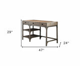 47" Natural and Gray Writing Desk With Three Drawers - Homeroots - Flyclothing LLC