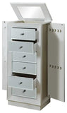 38" White Six Drawer Wood and Mirrored Glass Jewelry Armoire - Homeroots - Flyclothing LLC
