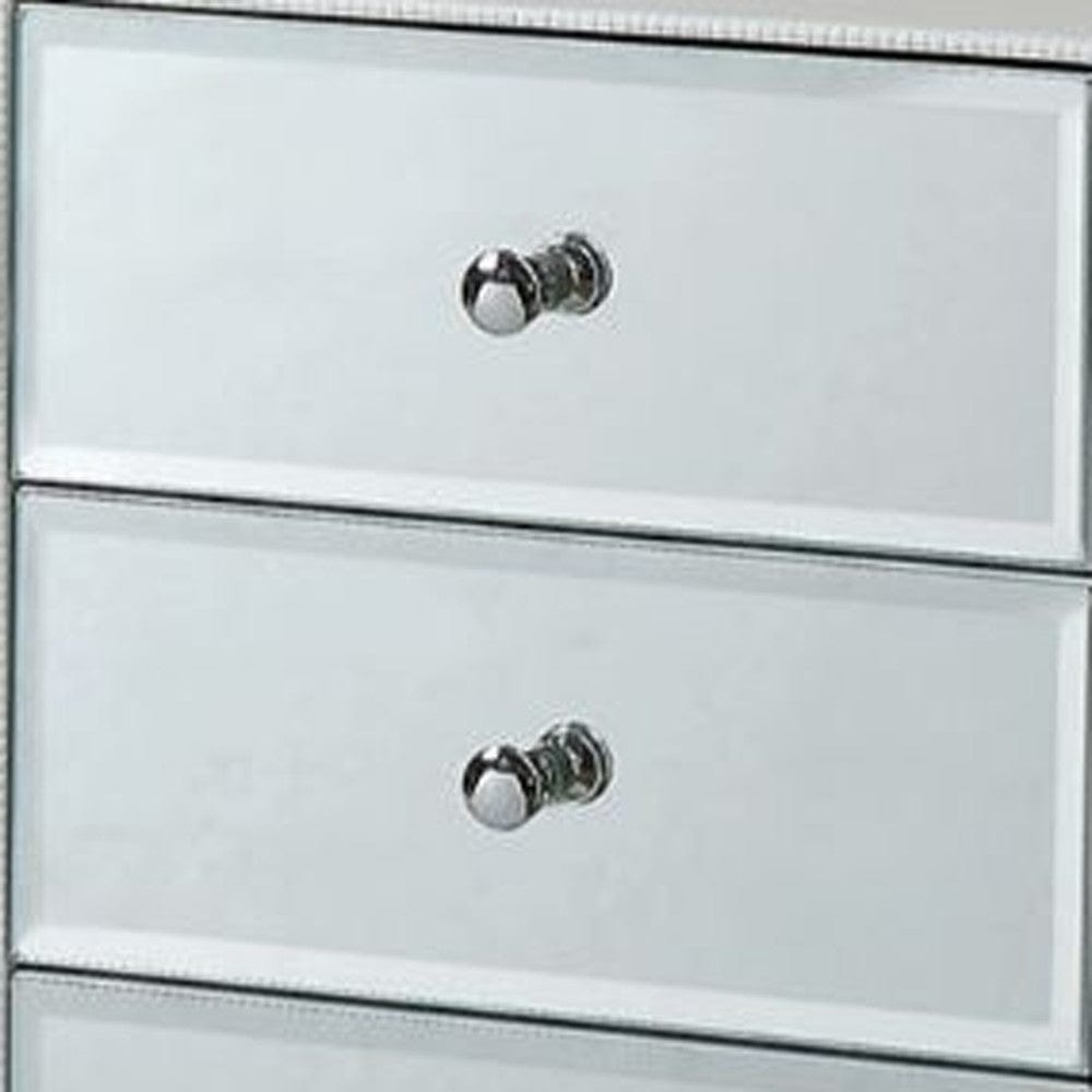 38" White Six Drawer Wood and Mirrored Glass Jewelry Armoire - Homeroots - Flyclothing LLC