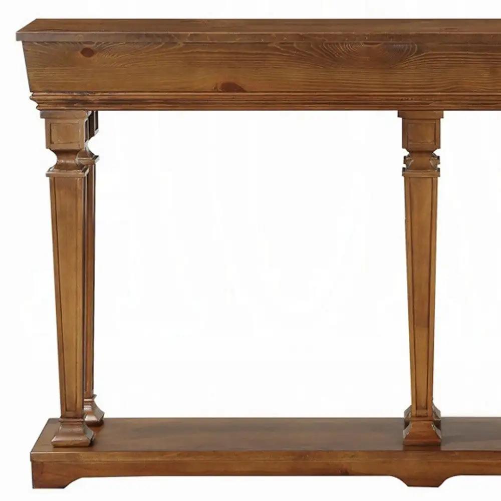 72" Oak Solid and Manufactured Wood Floor Shelf Console Table With Shelves - Homeroots - Flyclothing LLC
