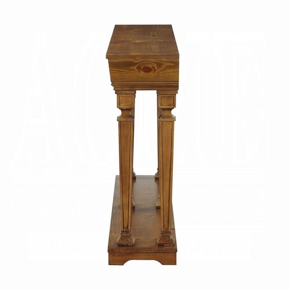 72" Oak Solid and Manufactured Wood Floor Shelf Console Table With Shelves - Homeroots - Flyclothing LLC