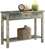 42" Blue and White Solid Wood Console Table - Homeroots - Flyclothing LLC