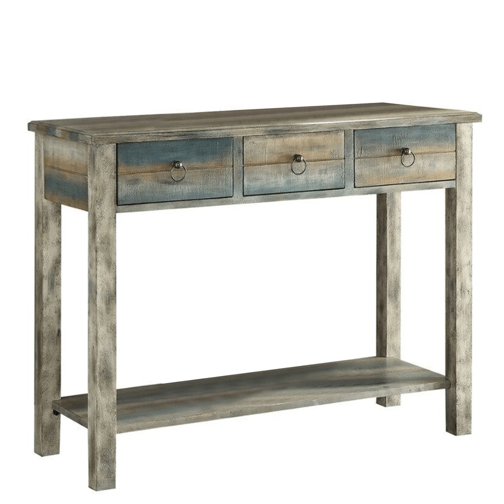 42" Blue and White Solid Wood Console Table - Homeroots - Flyclothing LLC