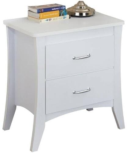 25" White Two Drawers Nightstand - Homeroots - Flyclothing LLC