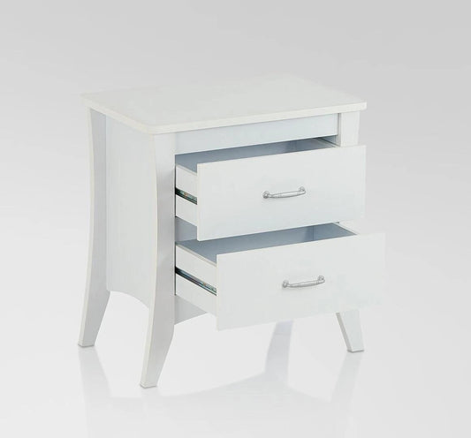 25" White Two Drawers Nightstand - Homeroots