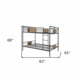83" X 65" X 68" Sandy Black Dark Bronze Handbrushed Queen Over Queen Bunk Bed - Homeroots - Flyclothing LLC