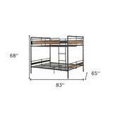 83" X 65" X 68" Sandy Black Dark Bronze Handbrushed Queen Over Queen Bunk Bed - Homeroots - Flyclothing LLC