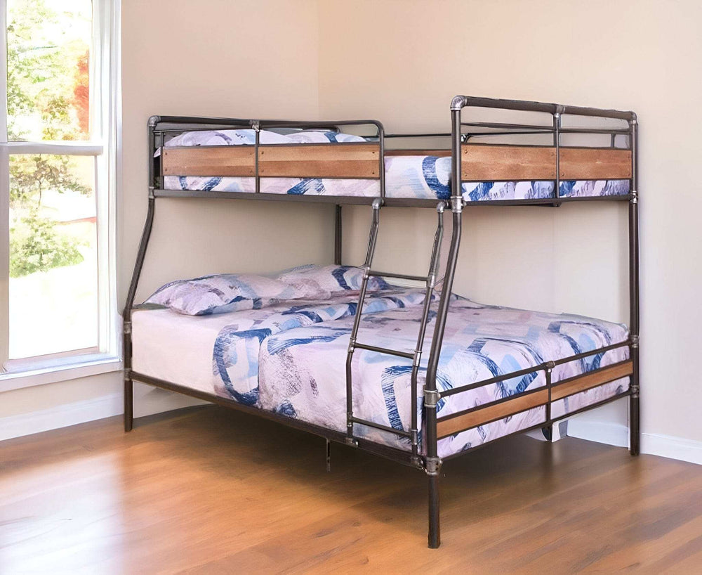 Dark Brown Full Industrial Metal Bunk Bed - Homeroots - Flyclothing LLC