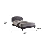 Queen Tufted Gray Upholstered Linen Bed With Nailhead Trim - Homeroots - Flyclothing LLC