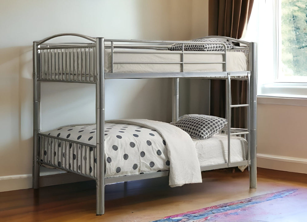 78" X 56" X 67" Silver Metal Full Over Full Bunk Bed - Homeroots - Flyclothing LLC
