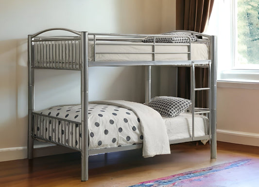 78" X 56" X 67" Silver Metal Full Over Full Bunk Bed - Homeroots