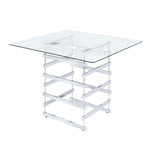 42" Clear and Silver Glass Square Frame Console Table - Homeroots - Flyclothing LLC