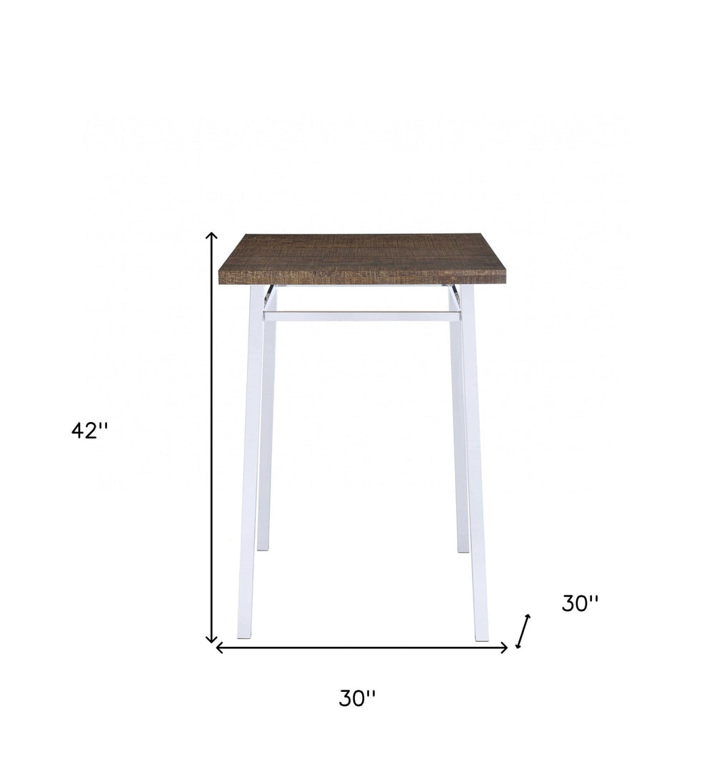 30" Brown And White Square Manufactured Wood Bar Table - Homeroots