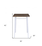 30" Brown And White Square Manufactured Wood Bar Table - Homeroots