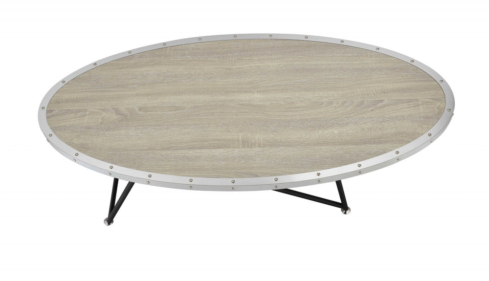 46" Natural And Black Iron Round Coffee Table - Homeroots - Flyclothing LLC
