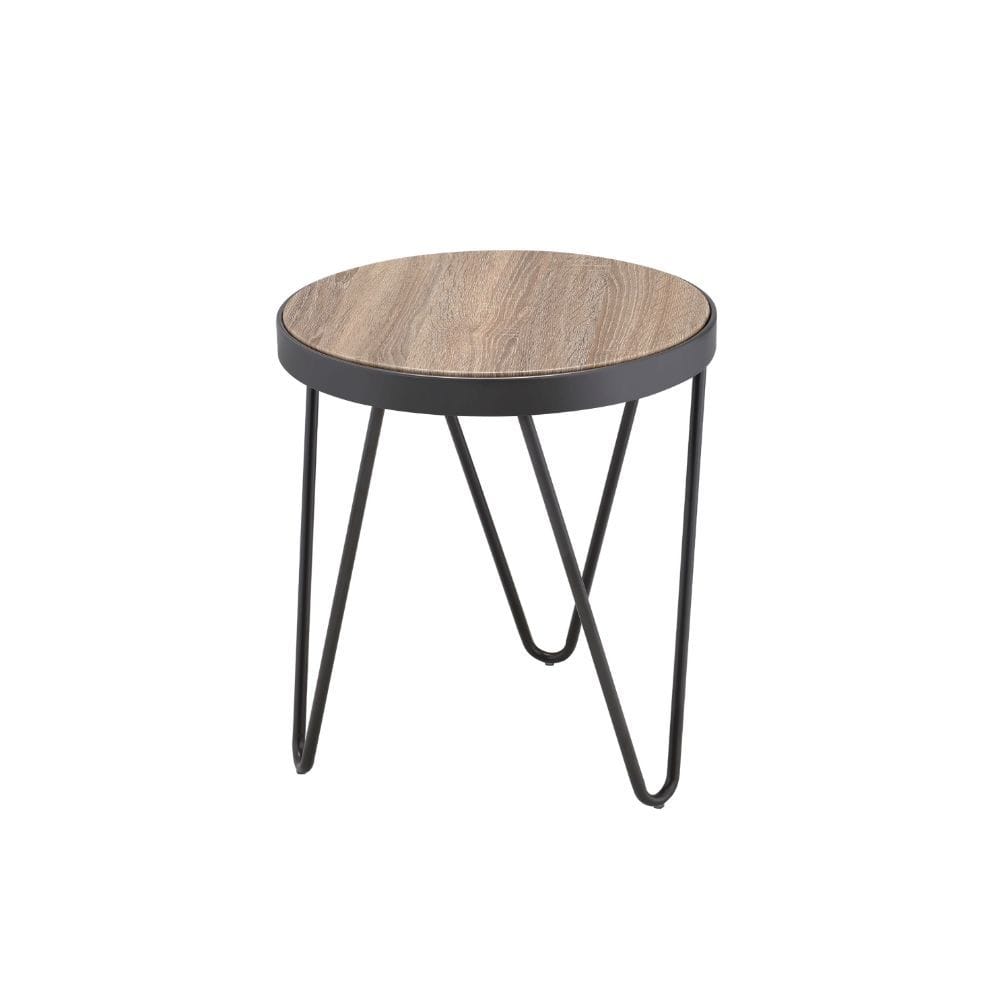 18" Black And Brown Solid Wood Round End Table - Homeroots
