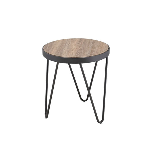 18" Black And Brown Solid Wood Round End Table - Homeroots