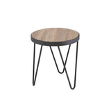 18" Black And Brown Solid Wood Round End Table - Homeroots