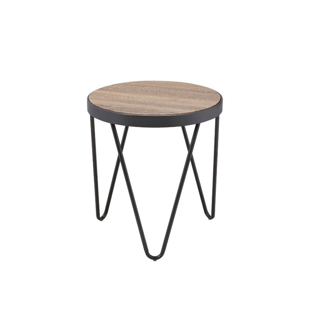 18" Black And Brown Solid Wood Round End Table - Homeroots