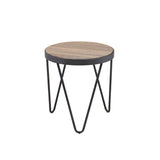 18" Black And Brown Solid Wood Round End Table - Homeroots